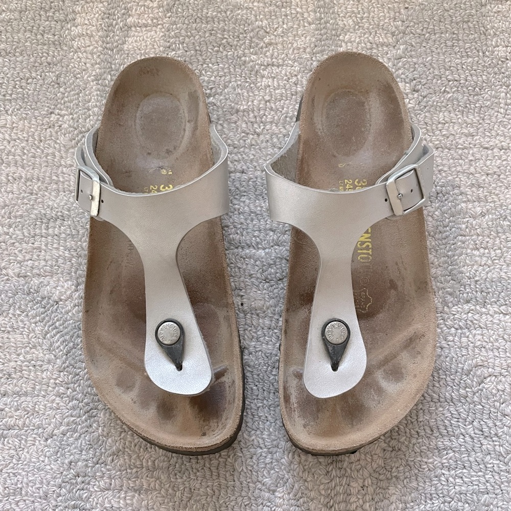 Birkenstock Gizeh Birko-Flor Thong Sandal Silver